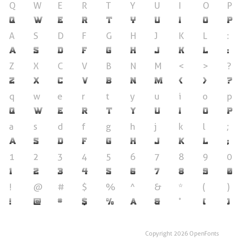 Character Map of Indian Steeds Gradient Regular