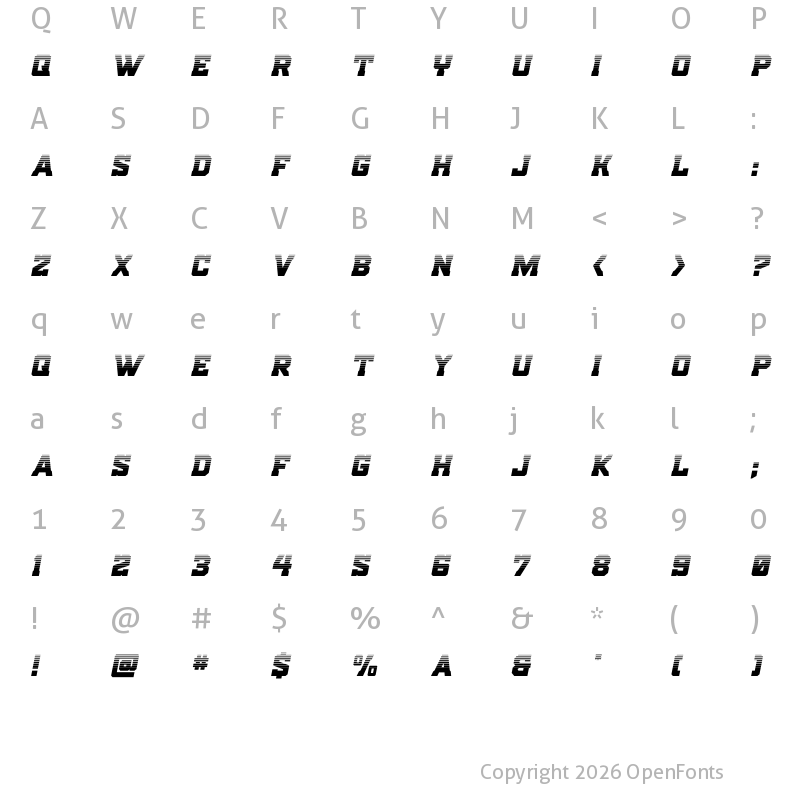 Character Map of Indian Steeds Halftone Italic Regular