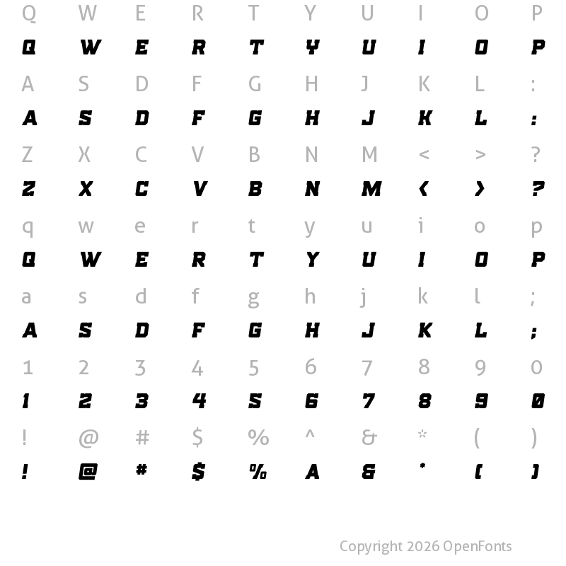 Character Map of Indian Steeds Semi-Italic Regular