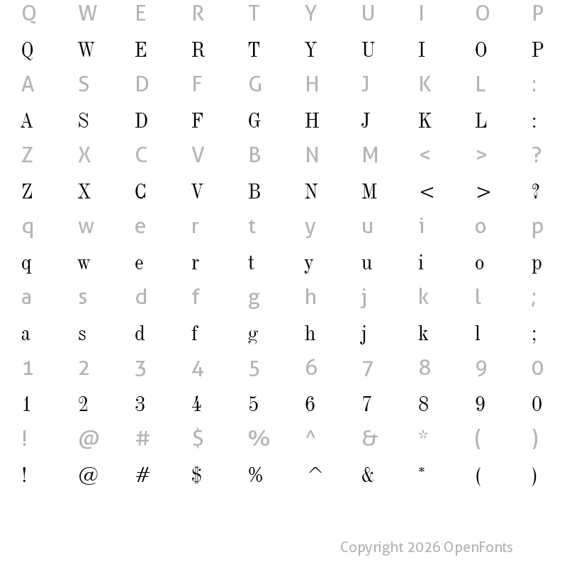 Character Map of Industrial736 BT Roman
