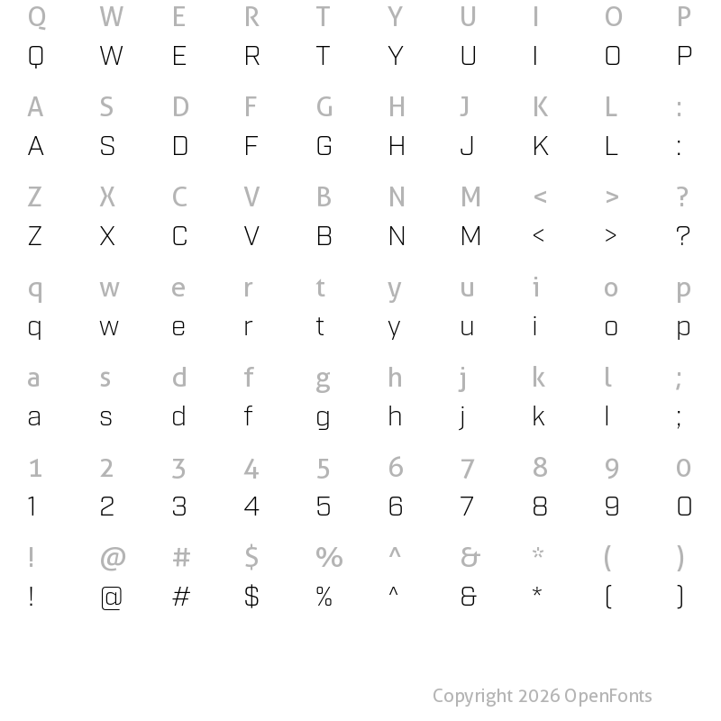Character Map of Industry Light