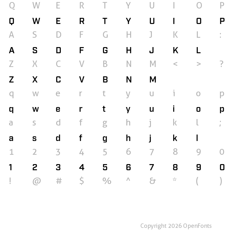 Character Map of Industry Test Demi