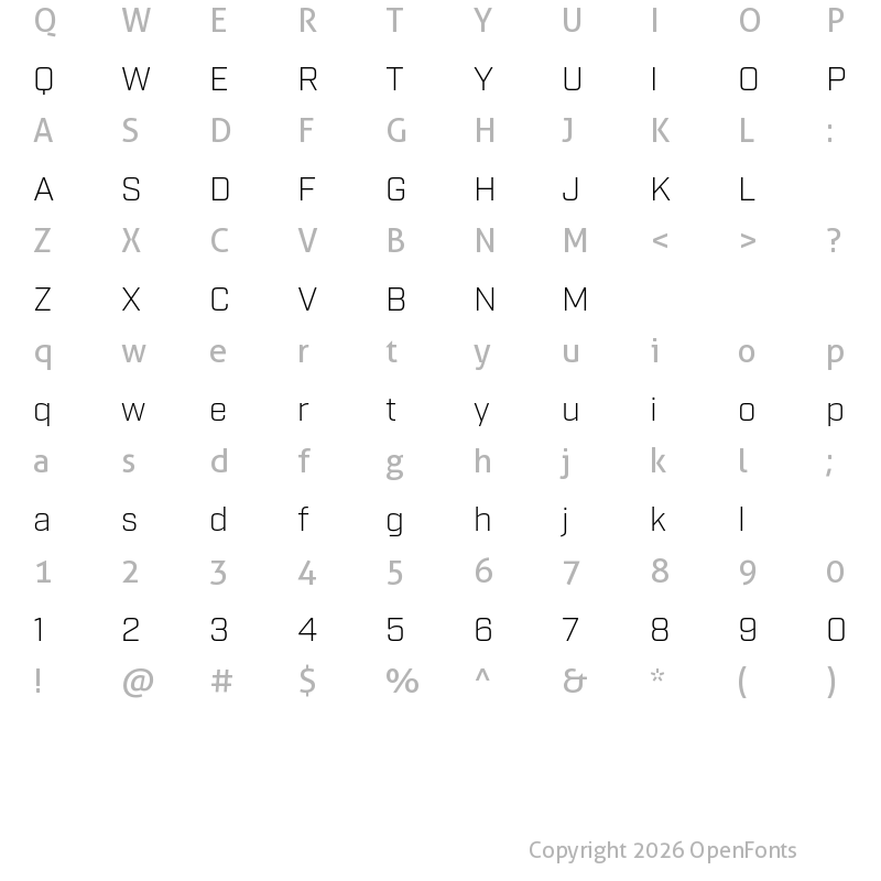 Character Map of Industry Test Light