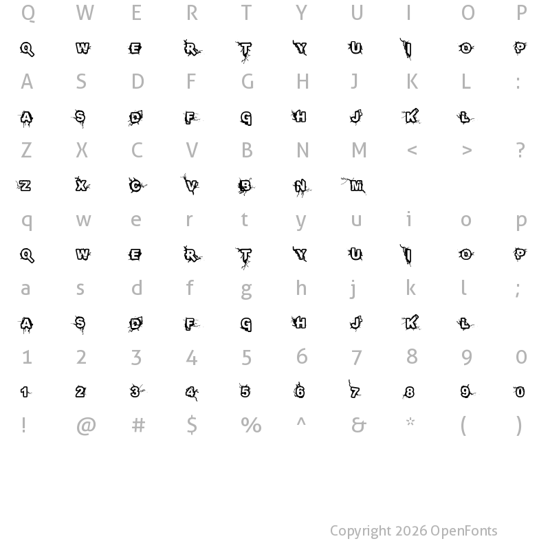 Character Map of INFECTED Regular