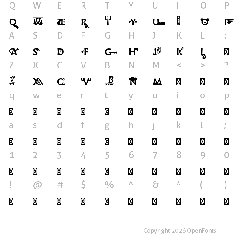 Character Map of Infini Picto Bold