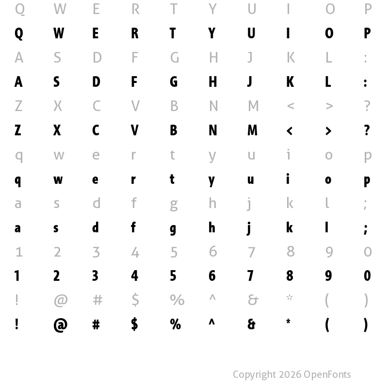 Character Map of Informa Pro Bold Condensed