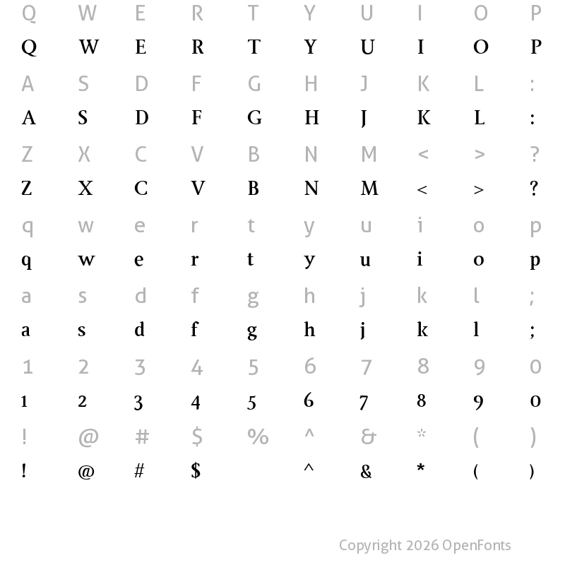 Character Map of Ingleby Bold