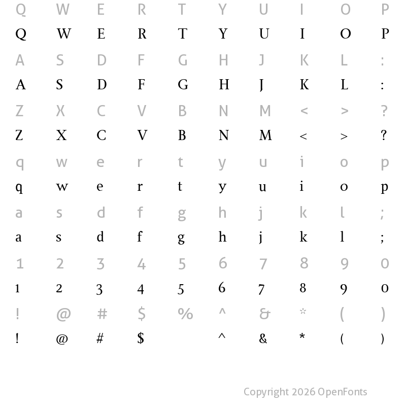 Character Map of Ingleby Regular Regular