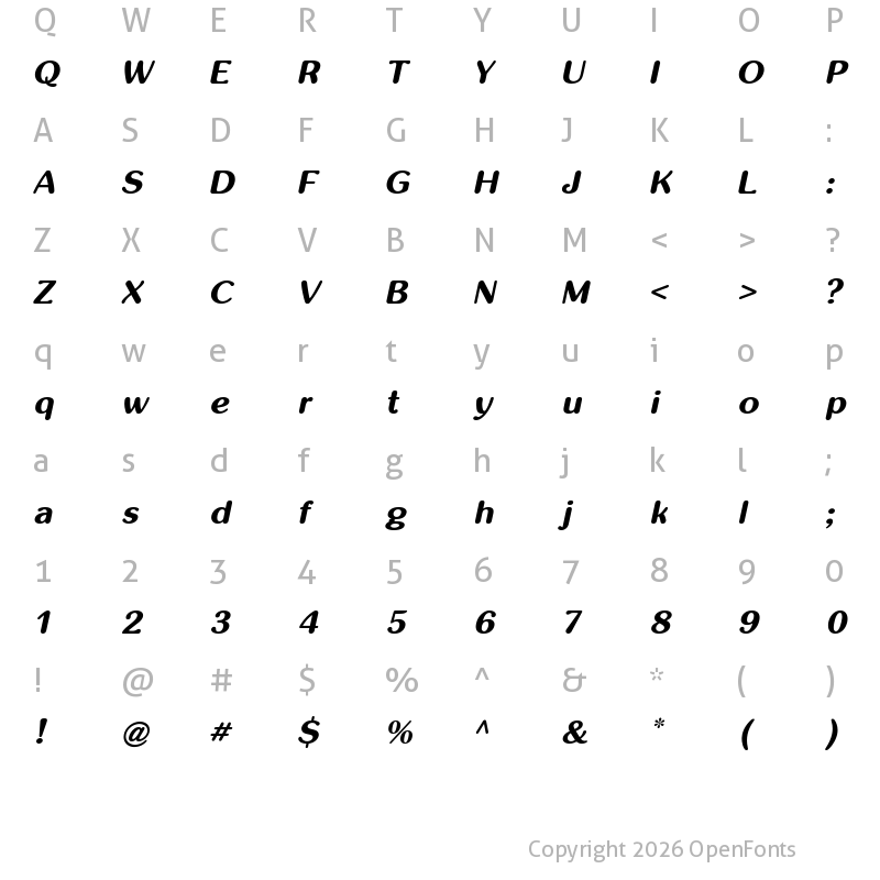Character Map of inglobal Bold Italic