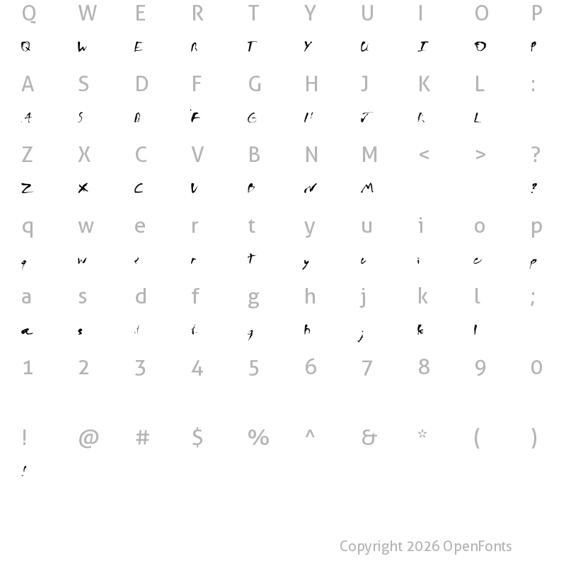 Character Map of ink bleed Regular