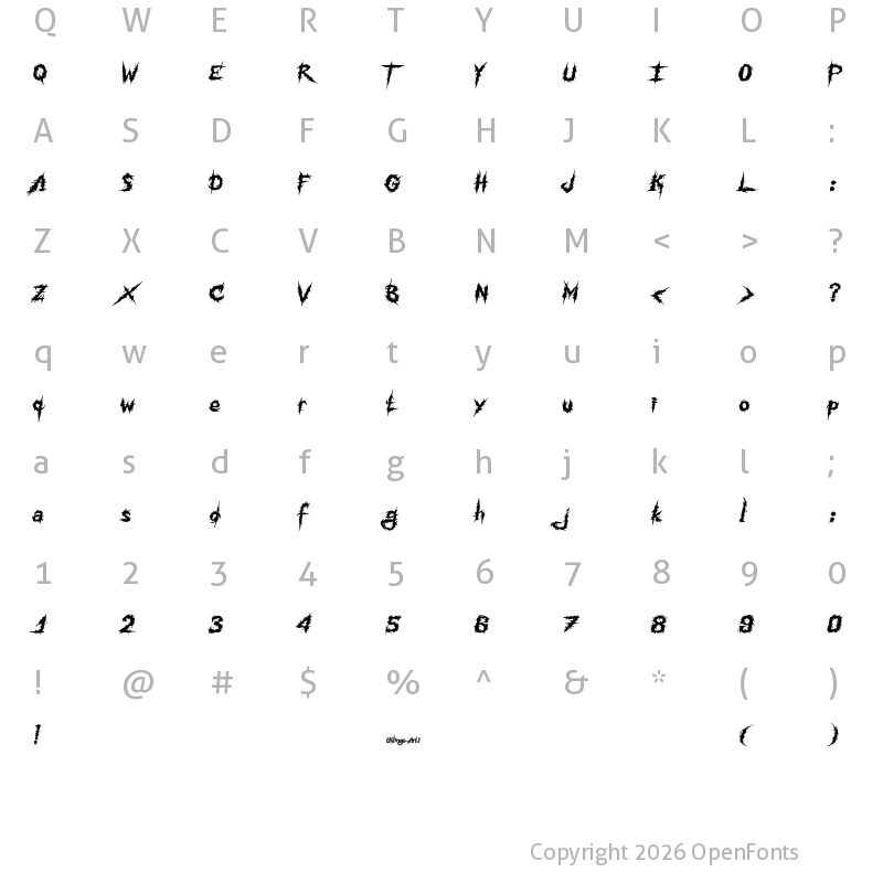 Character Map of Ink Noise Regular