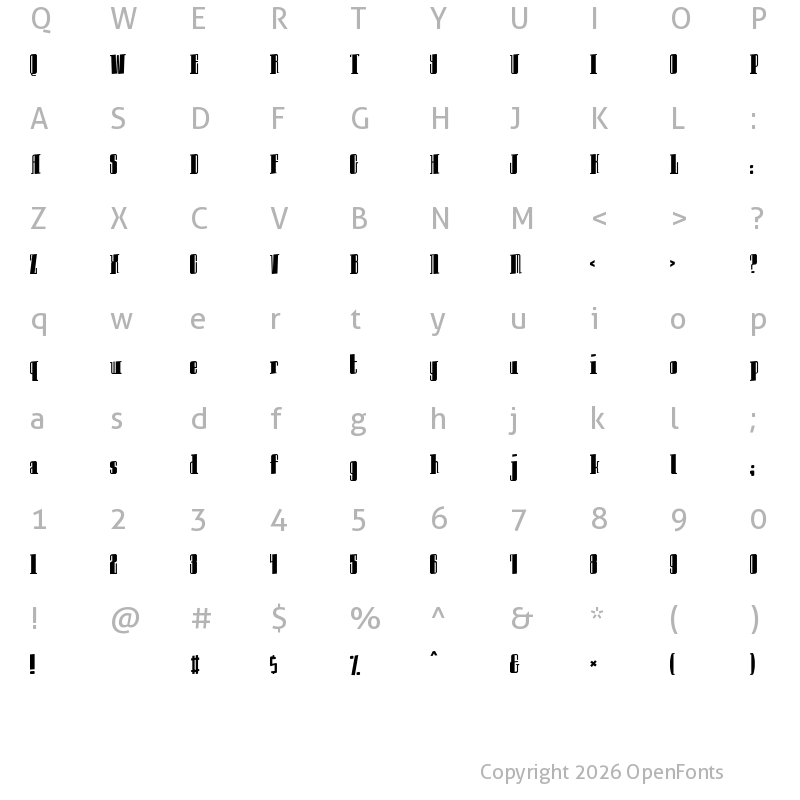 Character Map of Innocent bystander Regular