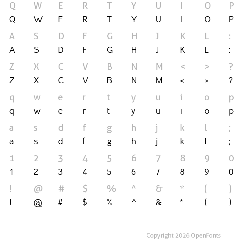 Character Map of Inprimis Regular