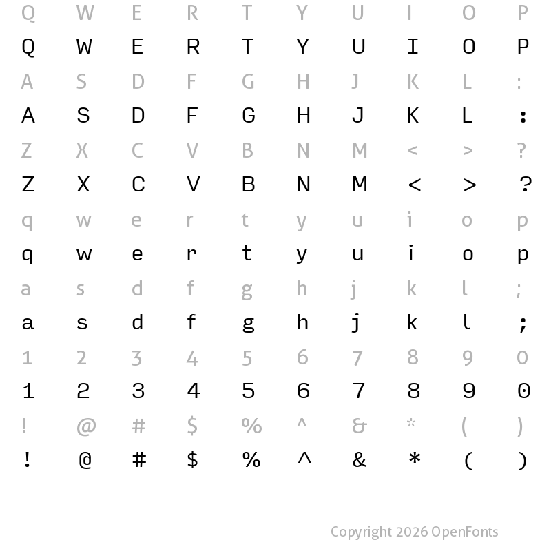Character Map of Input Sans Regular