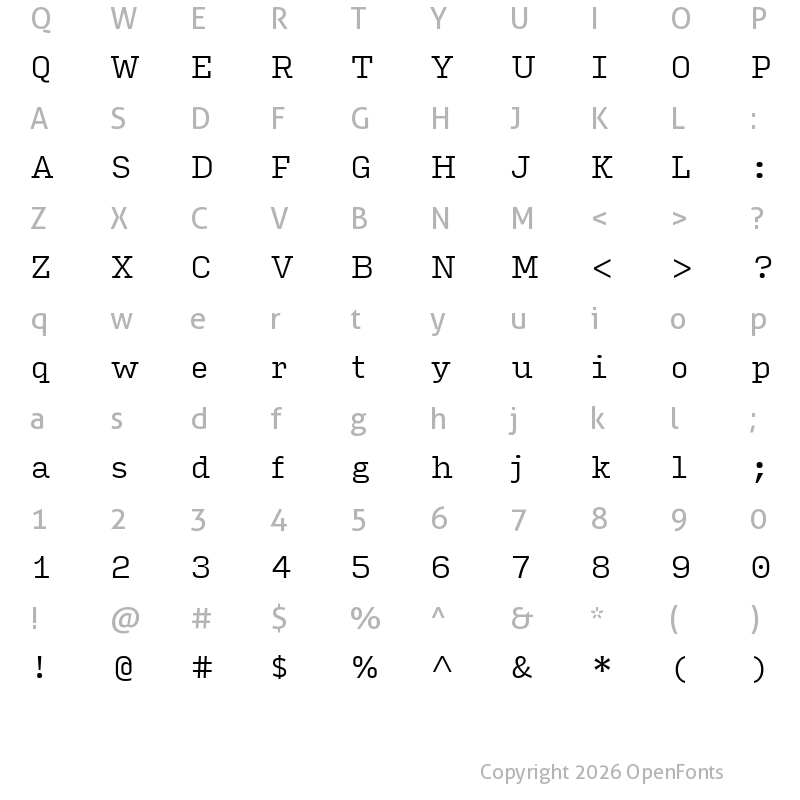 Character Map of Input Serif Light