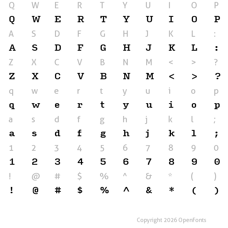 Character Map of Input Serif Medium