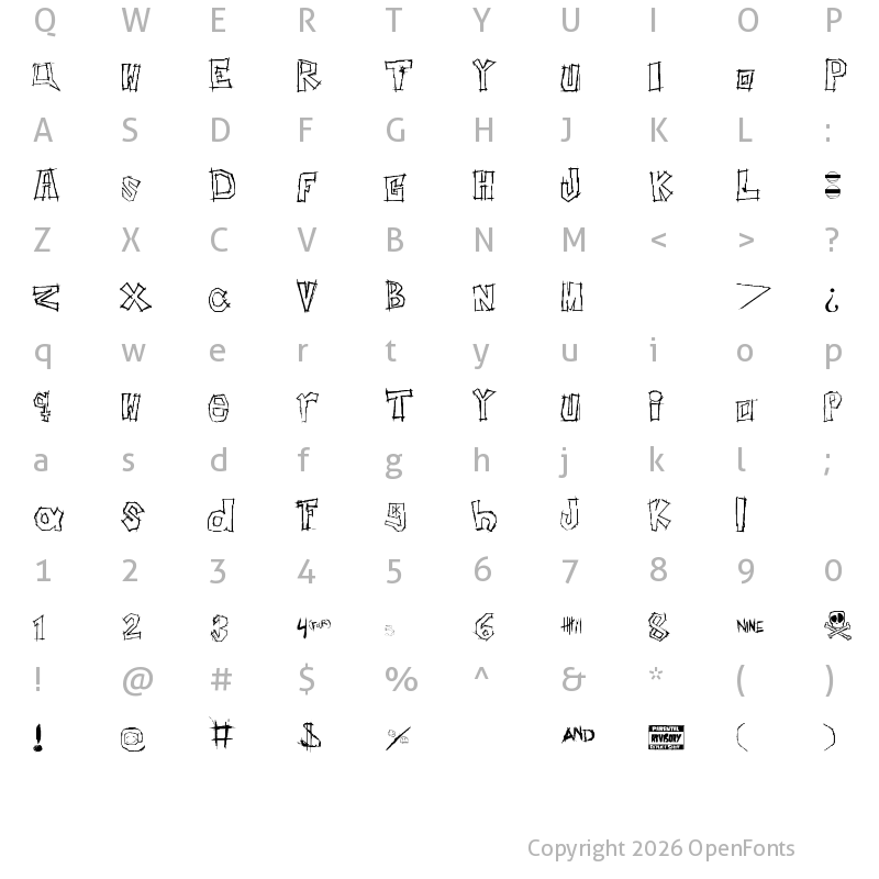 Character Map of Insert your name here Regular