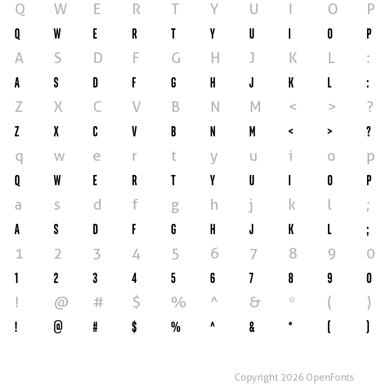 Character Map of Intel Clear Pro Bold