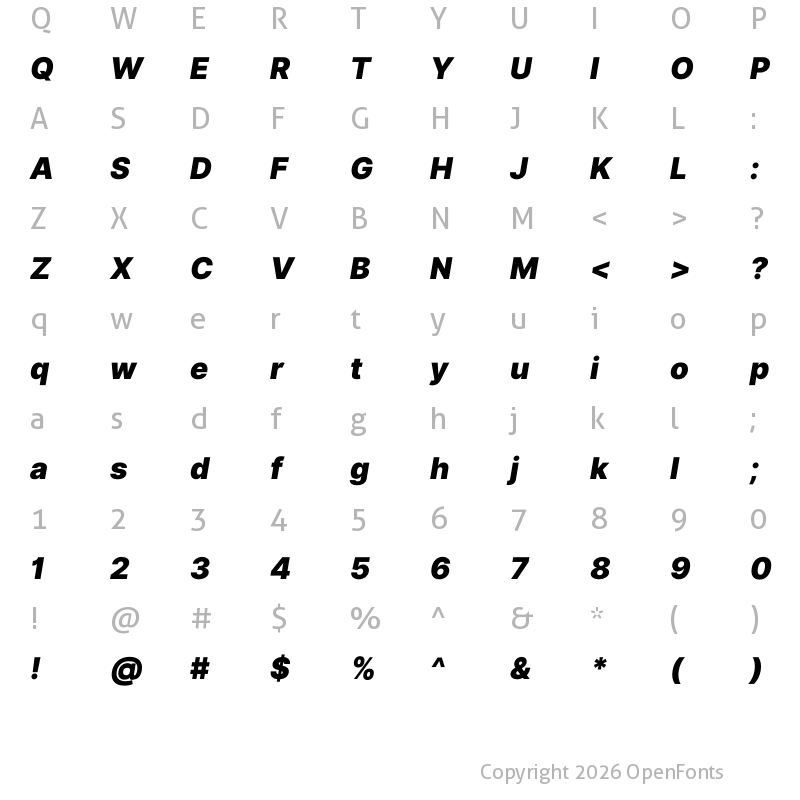 Character Map of Inter Black Italic