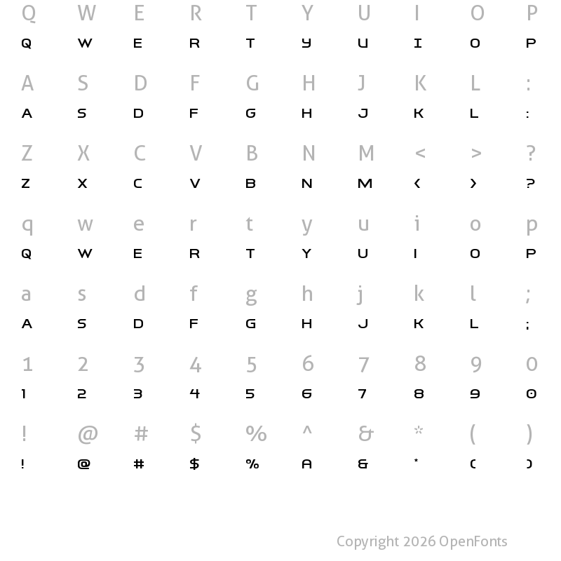 Character Map of Inter-Bureau Expanded Expanded