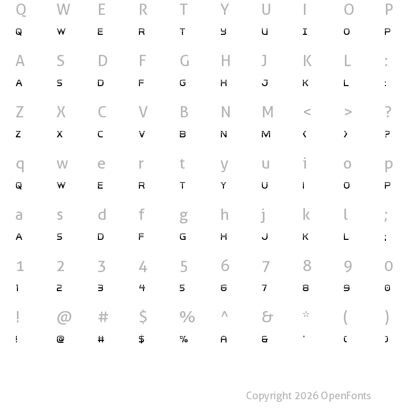 Character Map of Inter-Bureau Halftone Regular