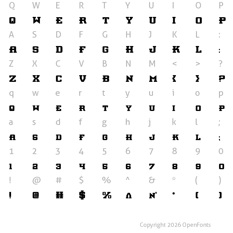 Character Map of Interceptor Bold Bold