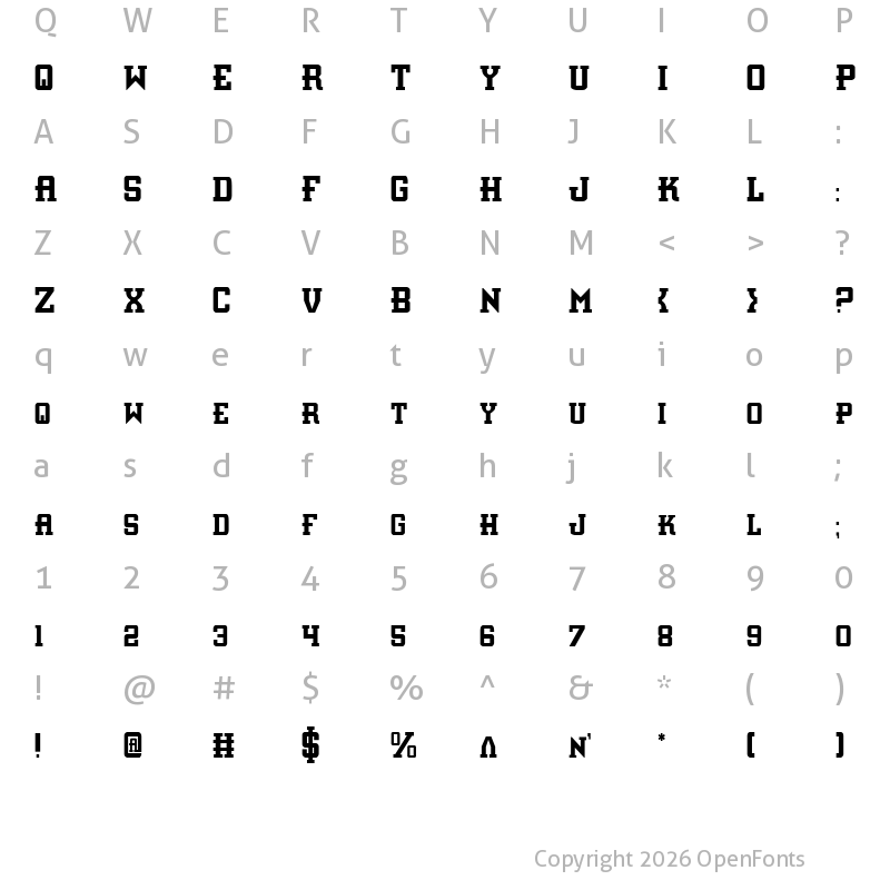Character Map of Interceptor Condensed Condensed