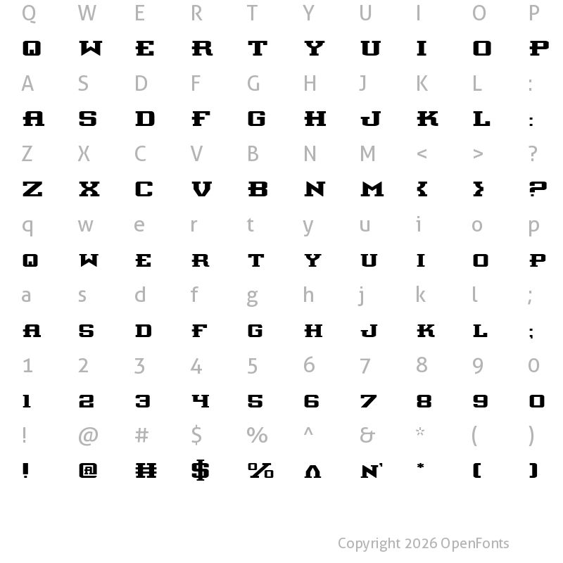 Character Map of Interceptor Expanded Expanded
