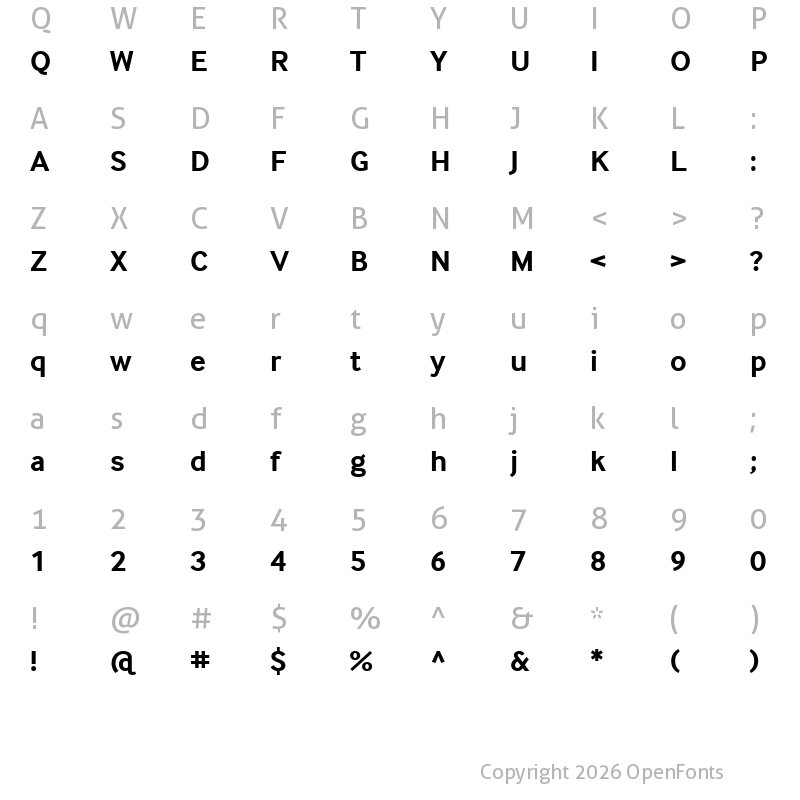 Character Map of InterFace Bold