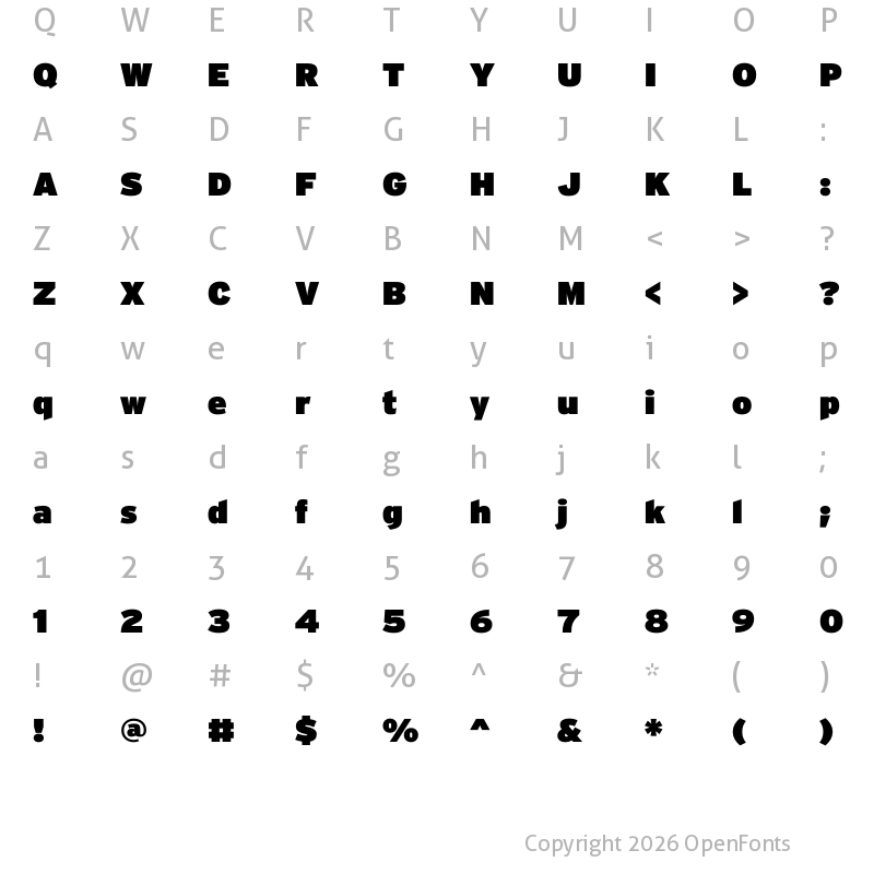 Character Map of Interstate Ultra Black