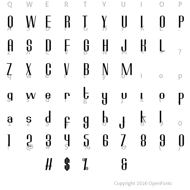 Character Map of INTERSTELAR cab DEMO Regular