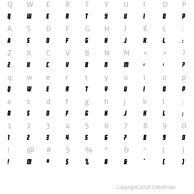 Character Map of Intrepid Spear Condensed Regular