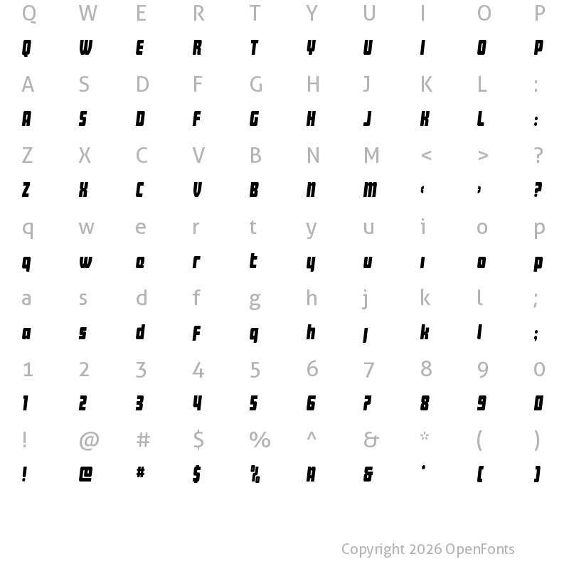Character Map of Intrepid Spear LC Condensed Regular