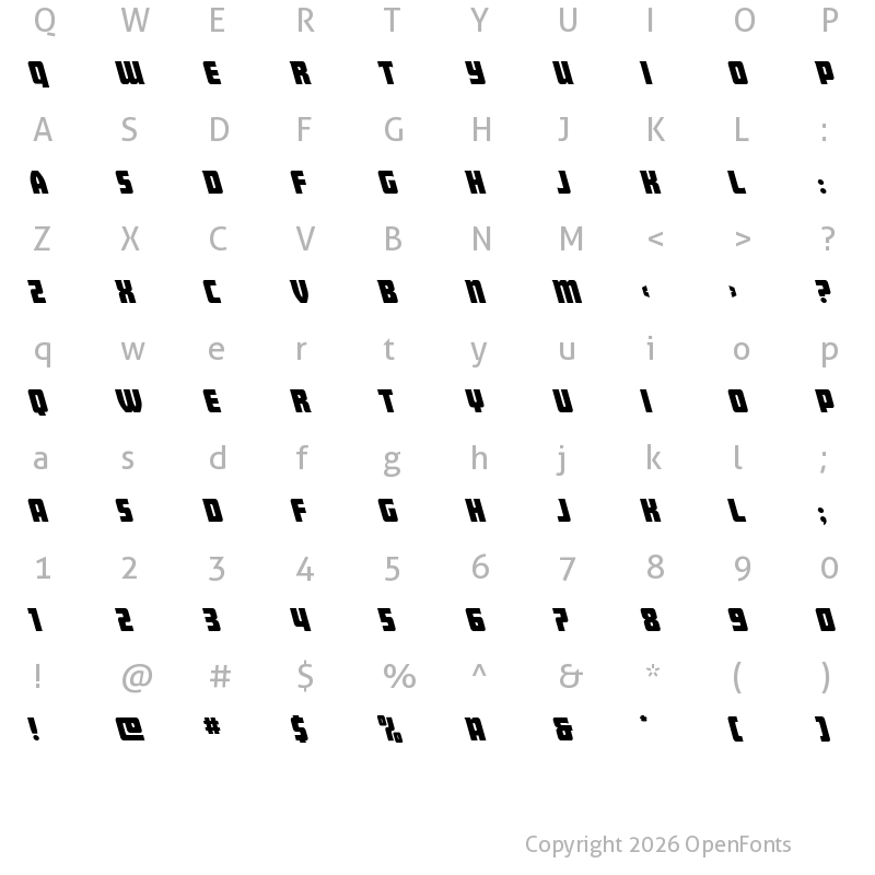 Character Map of Intrepid Spear Super-Leftalic Regular