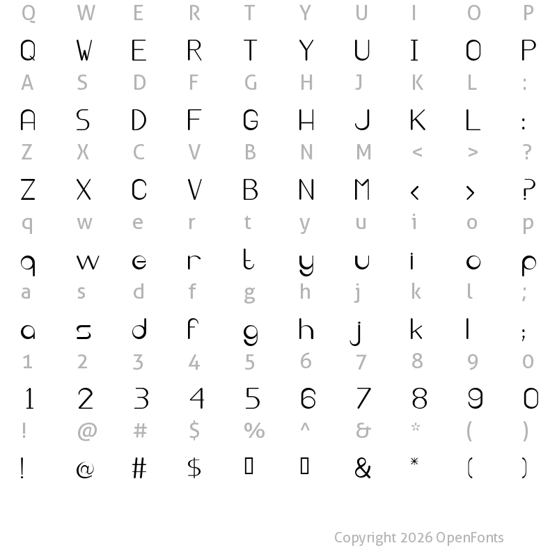 Character Map of irekani Regular