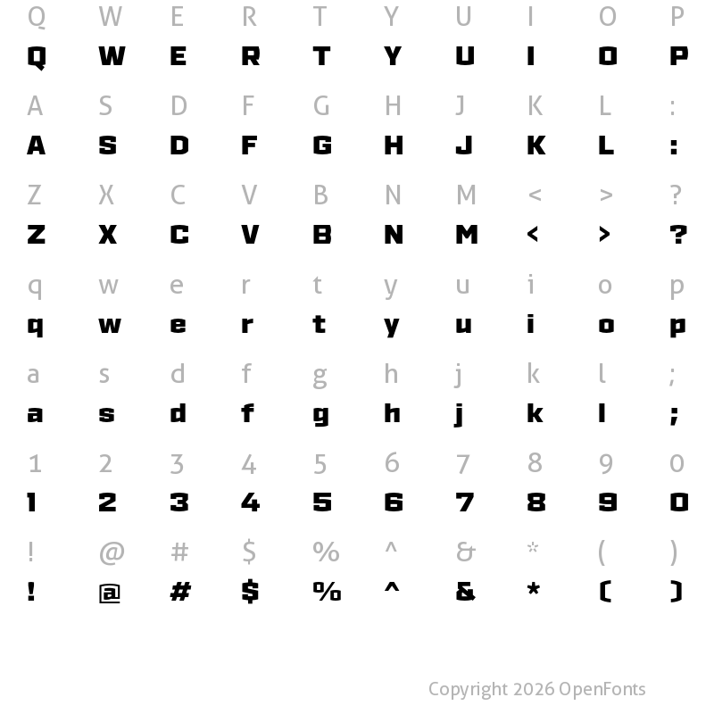 Character Map of Ironstrike Black