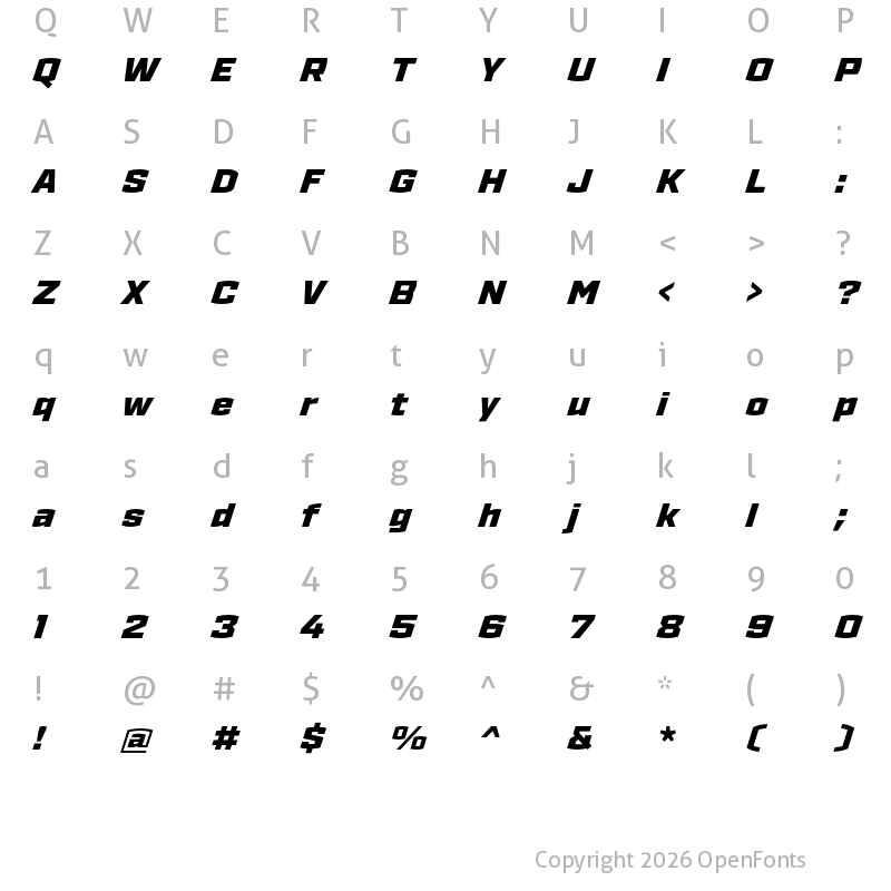 Character Map of Ironstrike Black Italic