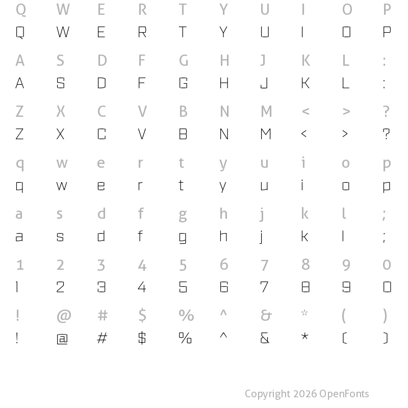 Character Map of Ironstrike Thin