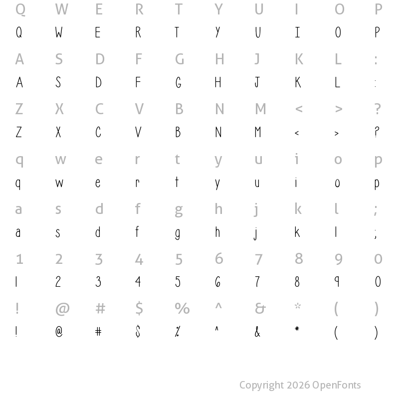 Character Map of Isabelle Layne Bold Bold