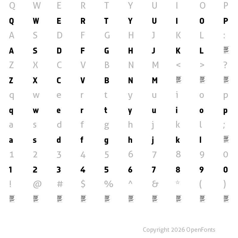 Character Map of Isotonic TRIAL Bold