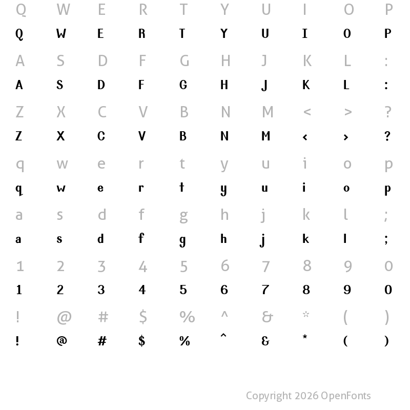 Character Map of Isserley Bold