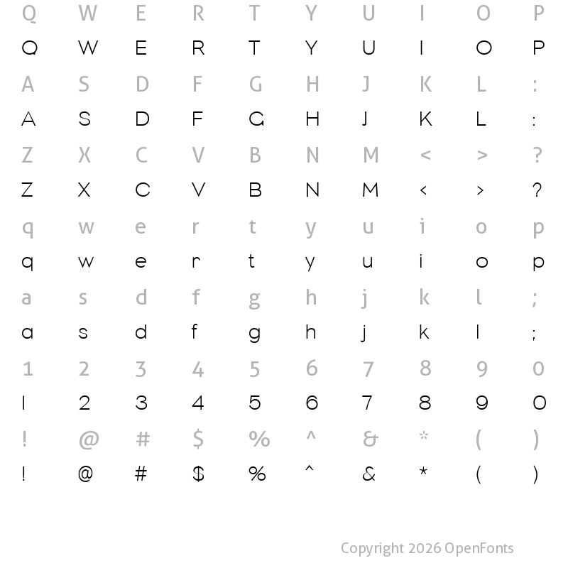 Character Map of IT Encore Sans Light Regular