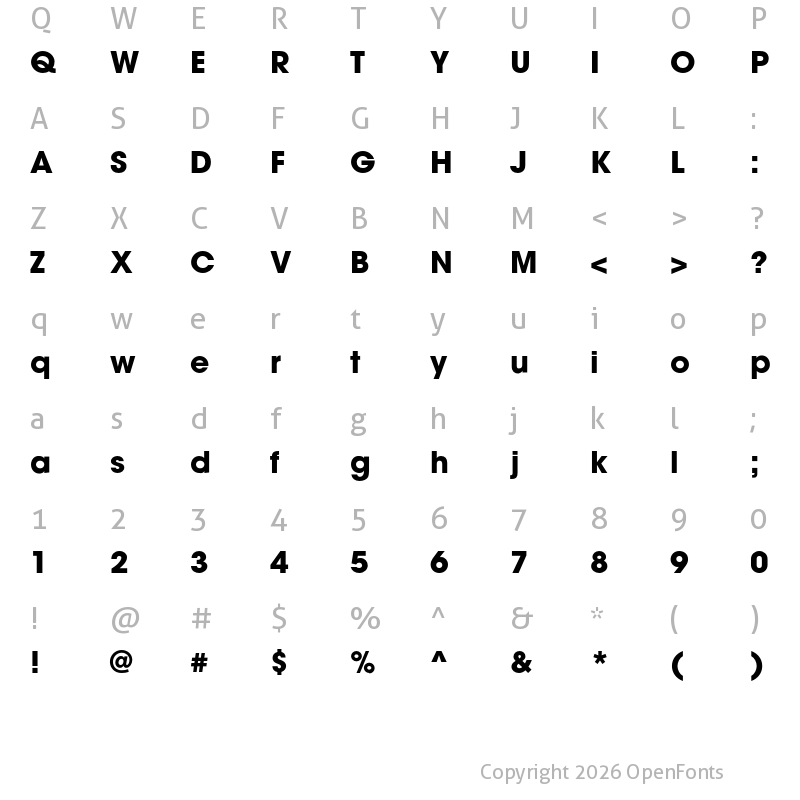 Character Map of ITC Avant Garde Gothic Pro Bold