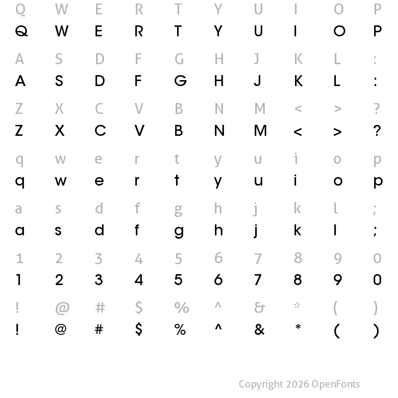 Character Map of ITC Avant Garde Gothic Std Medium