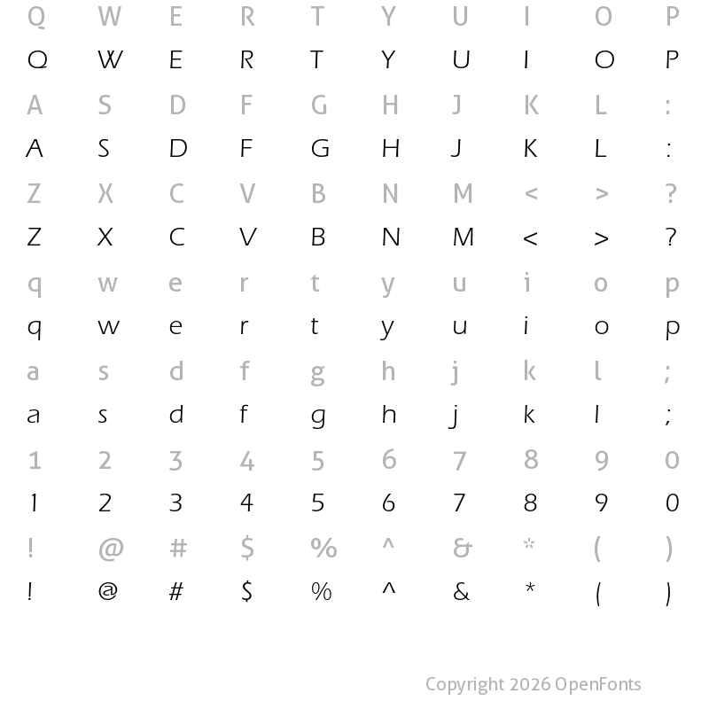 Character Map of ITC Eras Book Regular