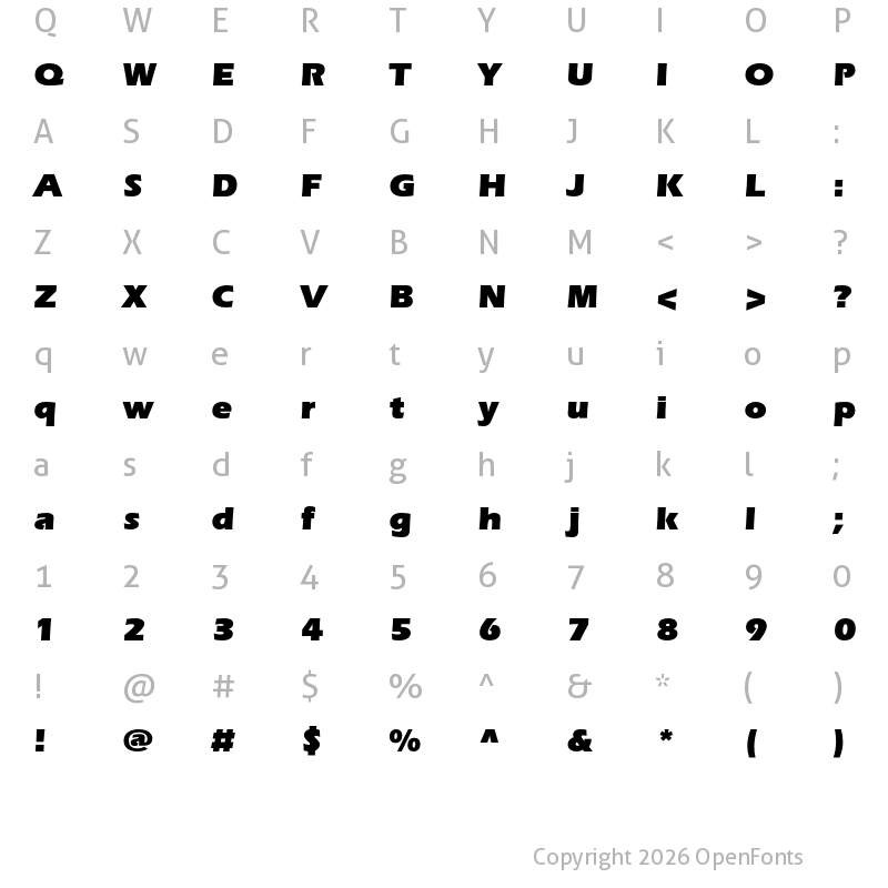 Character Map of ITC Eras Ultra Regular