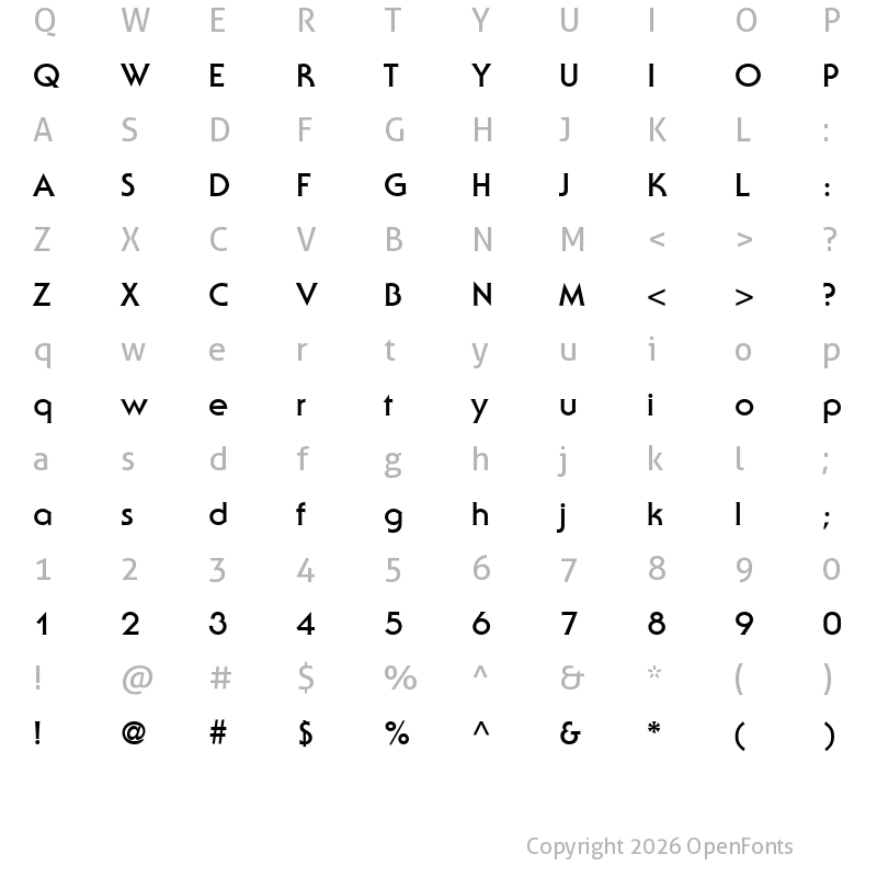 Character Map of ITC Serif Gothic Bold