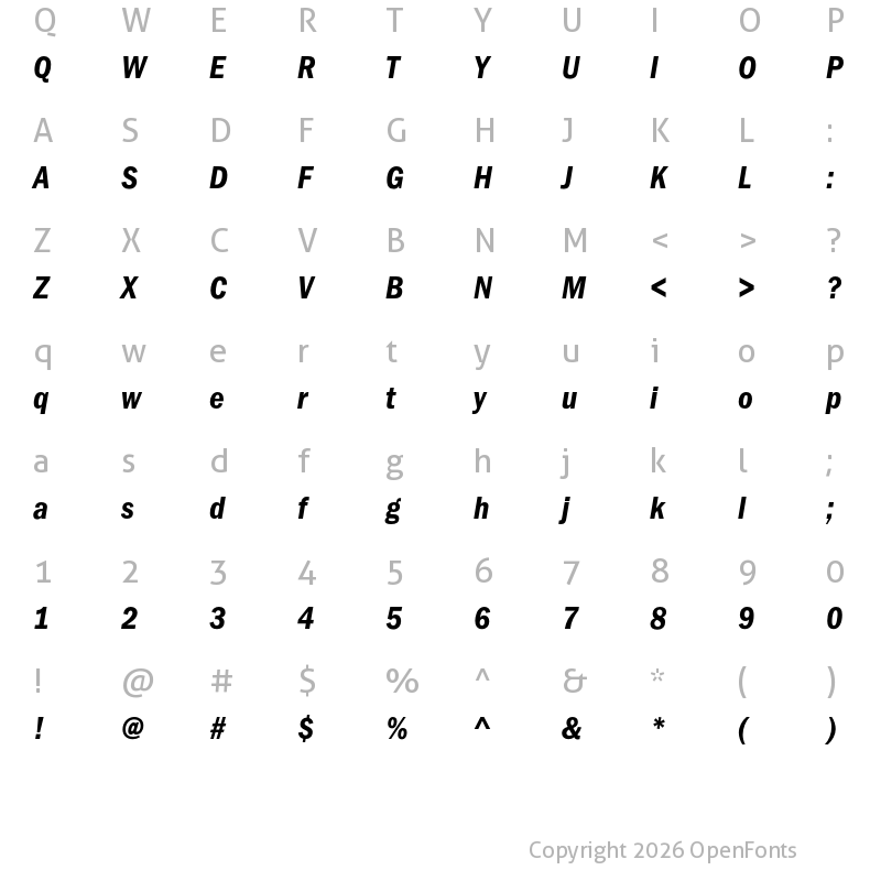 Character Map of ITCFranklinGothic LT Pro CnDmIt