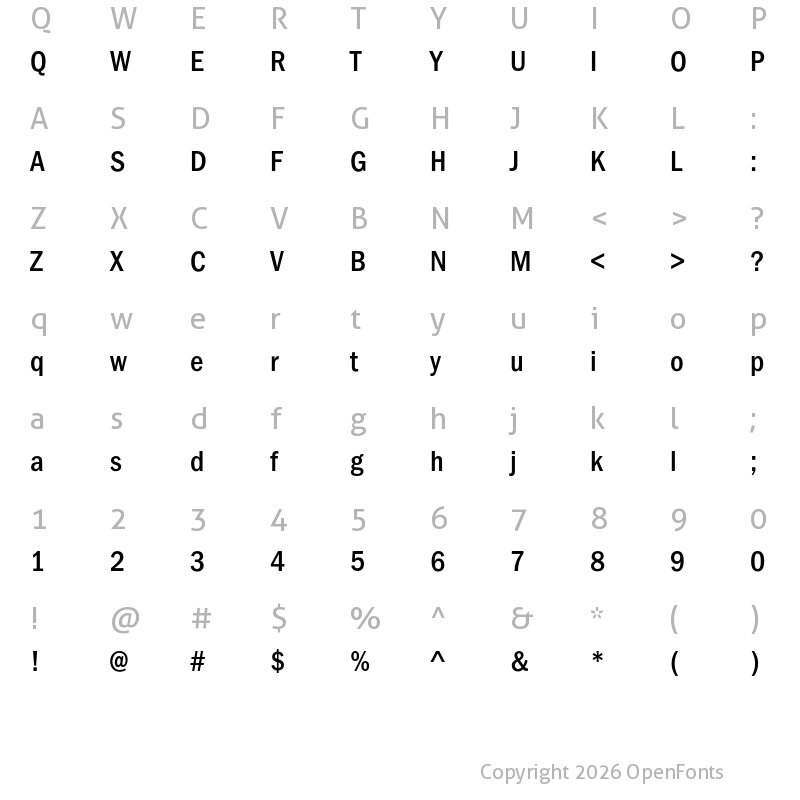Character Map of ITCFranklinGothic LT Pro CnMd