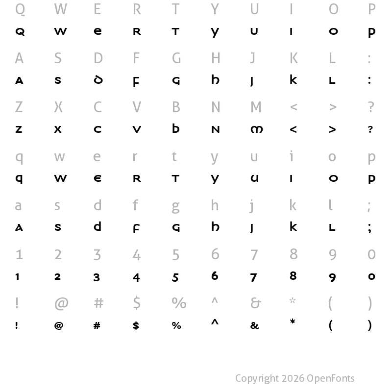 Character Map of ITCMedeaW01-ExtraBold Regular